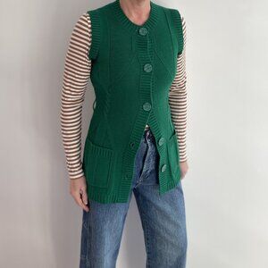 Vintage 60s Knit Sweater Vest – Mister Leonard, Forest Green Acrylic, Size S